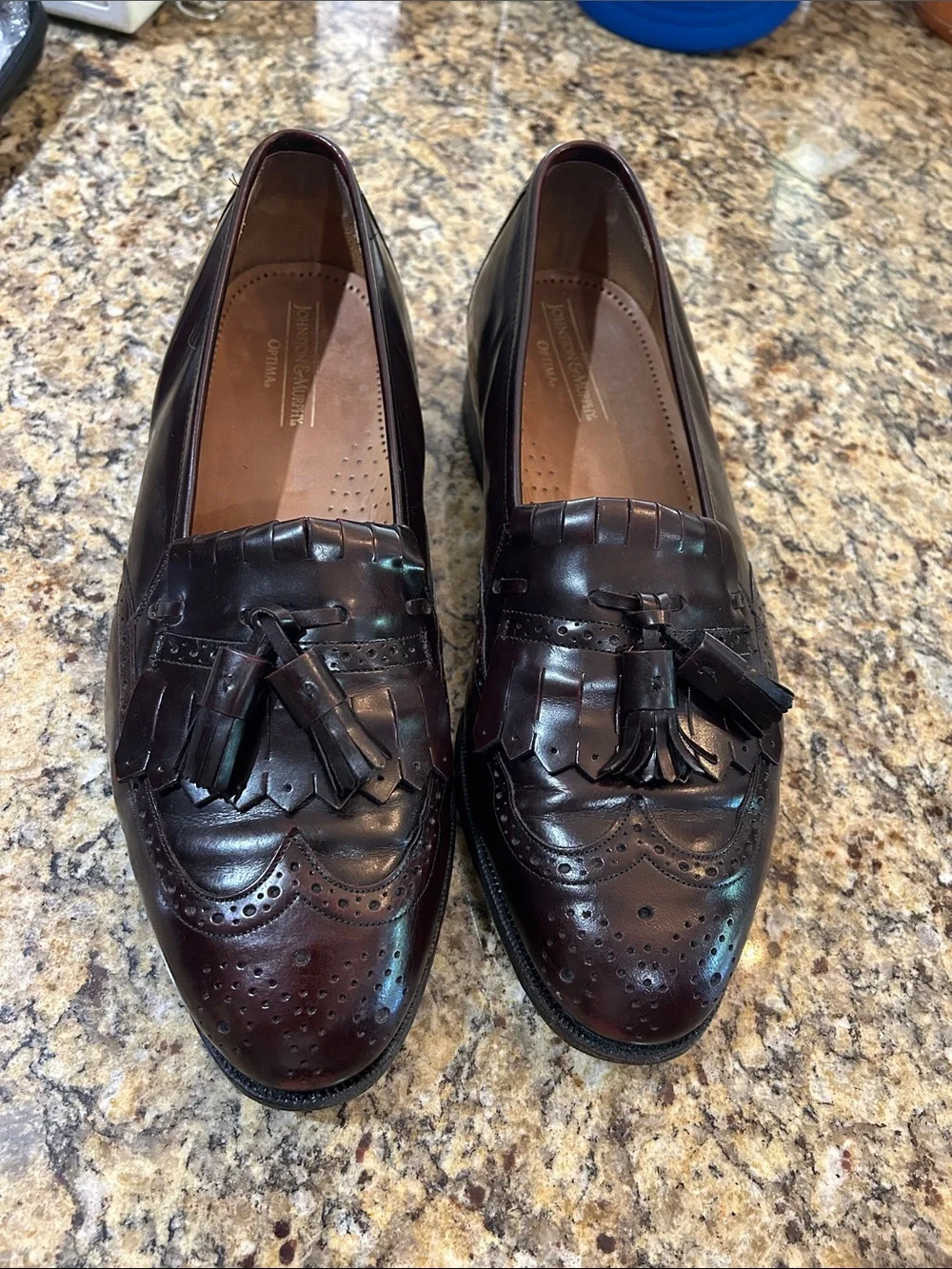 Johnston & Murphy Tassel Loafers in Cherry Brown Leather - Classic Wingtip Style